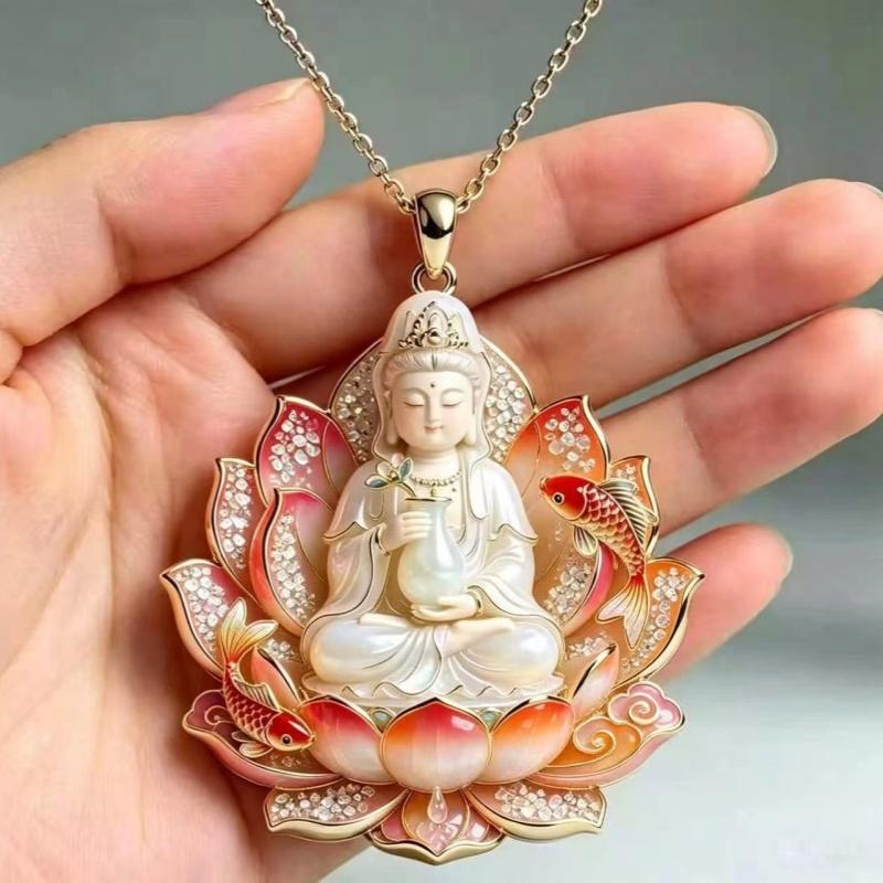 Nine Tailed Fox Enamel Pendant Necklace Chinese Style Vintage Design Jewelry for Women Banquet Wear Accessory