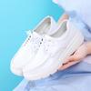 Cowhide Lace-up Nurse Shoes Women's Soft-soled Platform Work Shoes Flat-soled Comfortable, Lightweight and Breathable Casual Little White Shoes