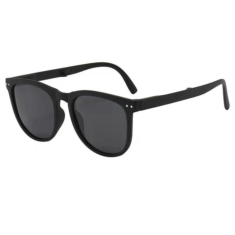 The Same Folding Sunglasses Women'S Sunscreen Round Glasses Uv Protection Sunglasses Men'S Portable Driving Trend