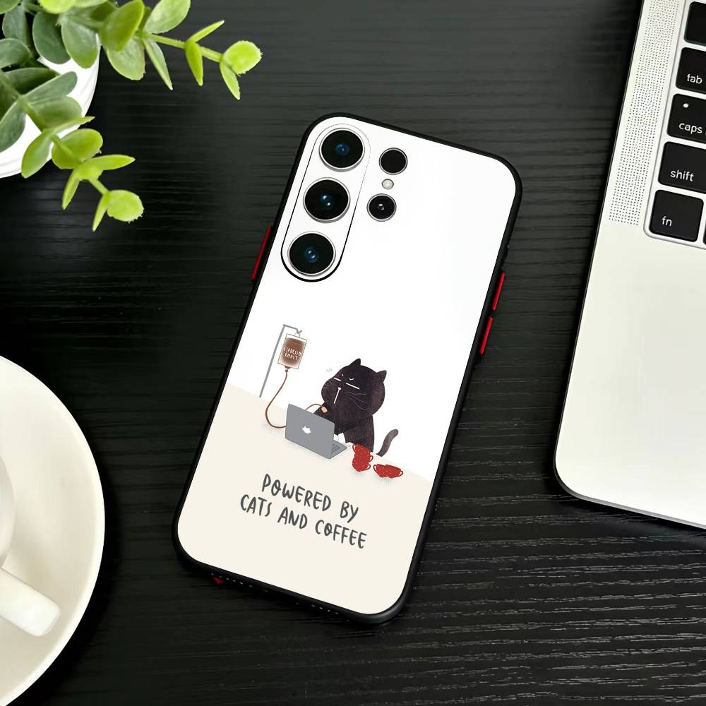 Черный причудливый кот Чехол для телефона для Samsung S26, S25, S24, S23, S22, S21, S20, Plus, Fe, Lite, Другие Черная крышка