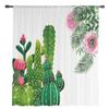 Cactus Tropical Flower Leaves Sheer Curtains for Living Room Decoration Window Curtains for Kitchen Tulle Voile Organza Curtains