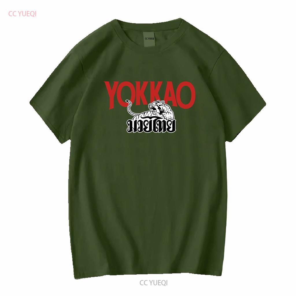 Футболка с логотипом Yokkao Muay Thai Сделано в США Размеры от S до 5XL С длинным или коротким рукавом Винтажная стирка Растягивающаяся Стильная Мужская Мода