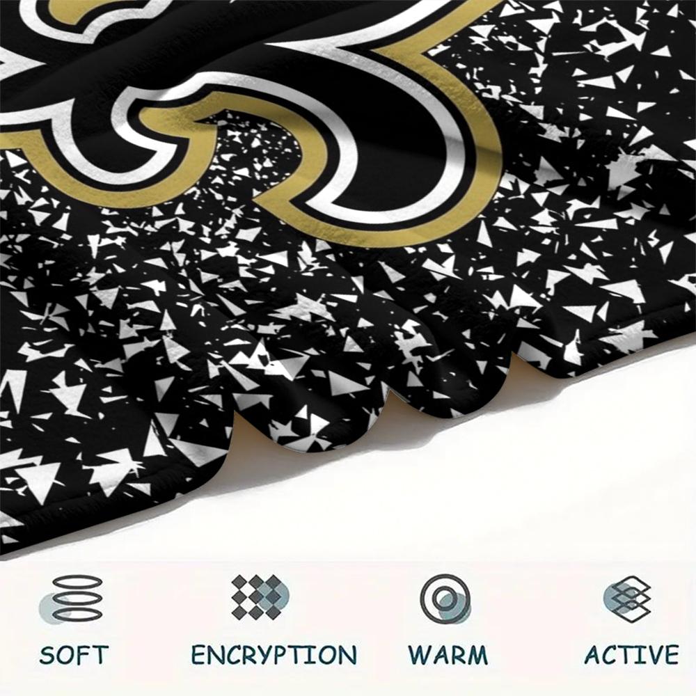 New Orleans Saints Print Flannel Blanket, High quality Comfortable for All Seasons, Home Decor, Warmth and Comfort, Perfect for Christmas Gifts