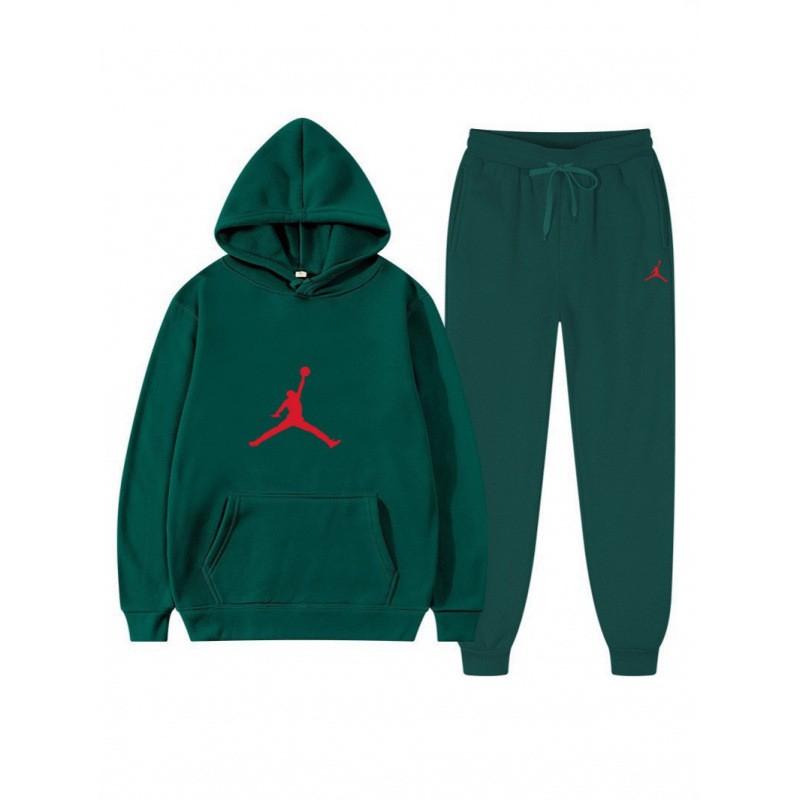 Men Women Hooded Fleece Lined Sweatshirt Set With Kangaroo Pocket Cuffed Pants Winter
