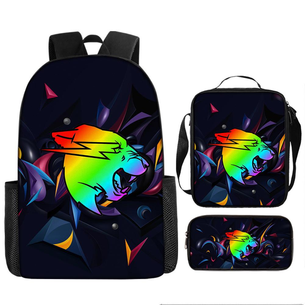 Mr Beast Lightning Cat 3d Print School Backpack With Breathable Oxford Fabric For Kids
