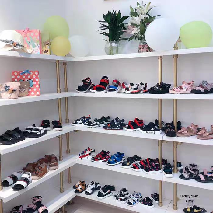 Gold Wall-Mounted Shoe and Bag Display Rack for Women's Shoes