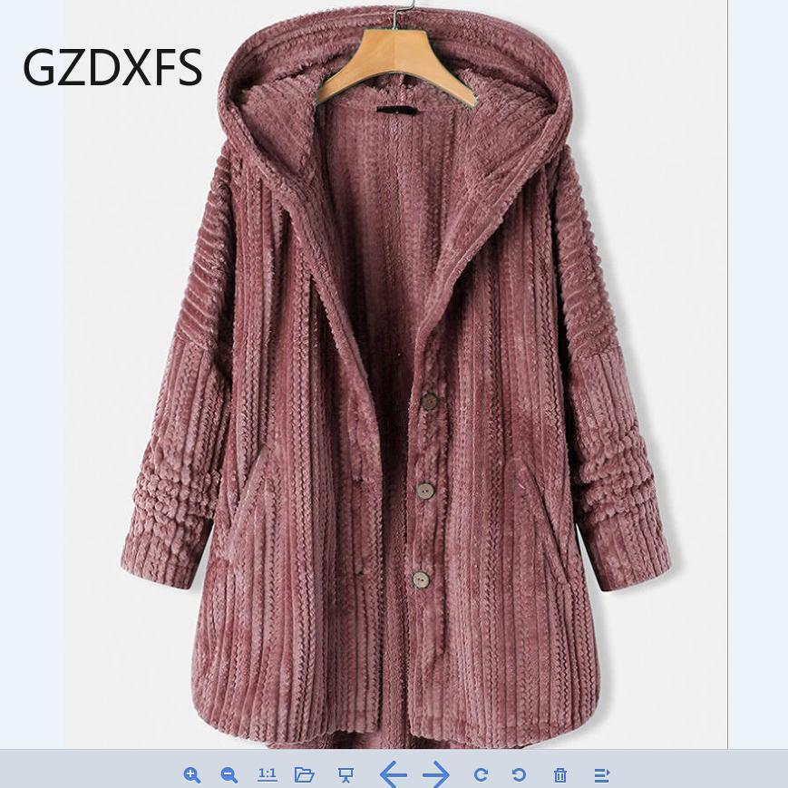 Qiu Dong New Fund Connects Hat Single Row Button Loose Leisure Temperament Long Sleeve Coat