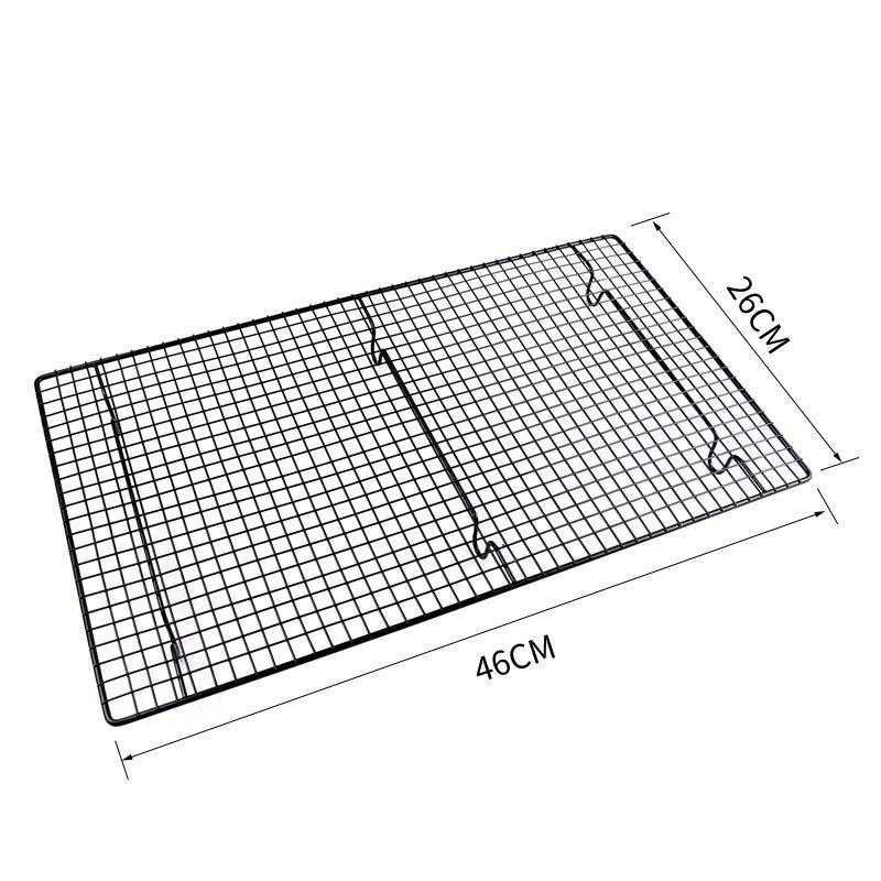 Carbon Steel Wire Grid Cooling Rack Black Single Layer Non-Stick Baking Shelf Bread BBQ Holder Kitchen Accessories