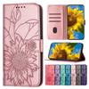 Чехол-кошелек из искусственной кожи с тиснением подсолнуха для Samsung Xiaomi Redmi Huawei Honor, чехол-кошелек с магнитным ремешком и подставкой