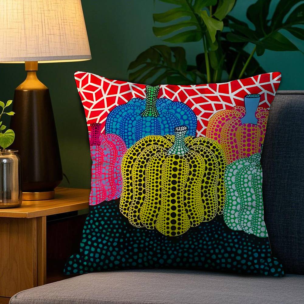 Yayoi Kusama Abstract Art Pumpkin Pillow Case Sofa Living Room Bedroom Double-sided Printing Square Cushion Nap Time Pillow Case