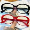 Черные с красными линзами большие оправы, женские ретро-очки овальной формы, в стиле Y2K, защита от синего света, для работы за компьютером, чтения, модные очки.
