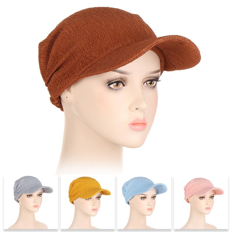 1PC Sun Hat Sunscreen Cap Solid Color Turban Cap Summer Female Hat Fashion Female Hat