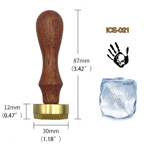 Ice Stamp With Removable Brass Head & Wood Handle - Vintage 1.18" Branding for Cubes, Cocktails, Whiskey, Mojito Drinks - Bar Making DIY Crafting