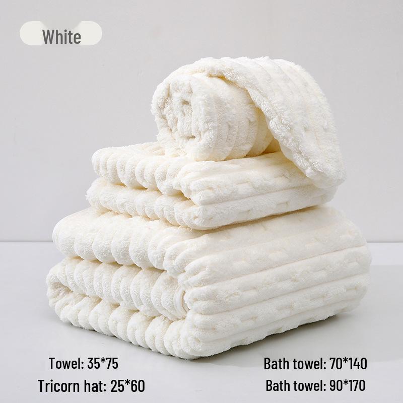 New Bamboo Fiber Extra-Large Thick Coral Fleece Bath Towel - Soft Couple's Style