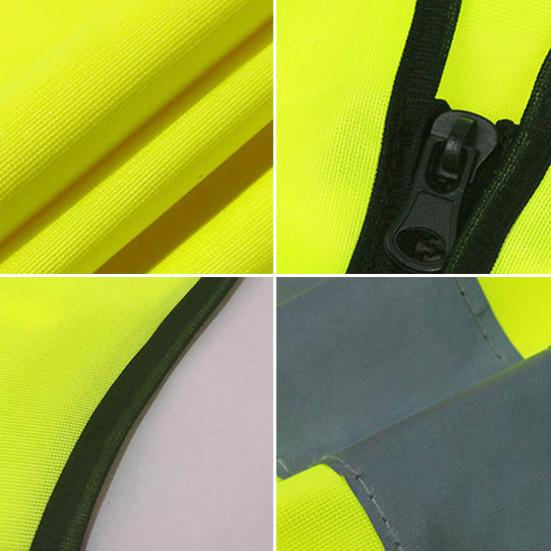 Рабочий жилет для мужчин и женщин, светоотражающий жилет с V-образным вырезом, без рукавов, на молнии, дышащий, ночной
