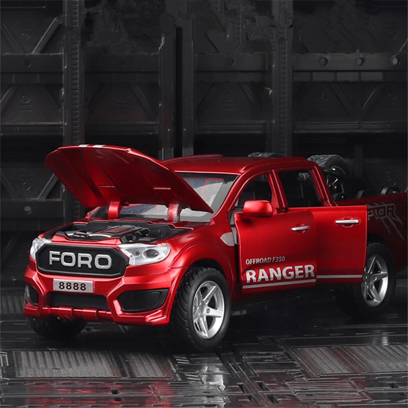 Масштаб 1/32 Ford Raptor F350 Пикап, литая под давлением модель автомобиля, игрушечный автомобиль с откатным механизмом со звуком и светом для детей, коллекция подарков для мальчиков и девочек