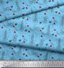 Soimoi Blue Japan Crepe Satin Fabric Rocket & You Are My Everything Text Printed Fabric 1 metre 42 Inch