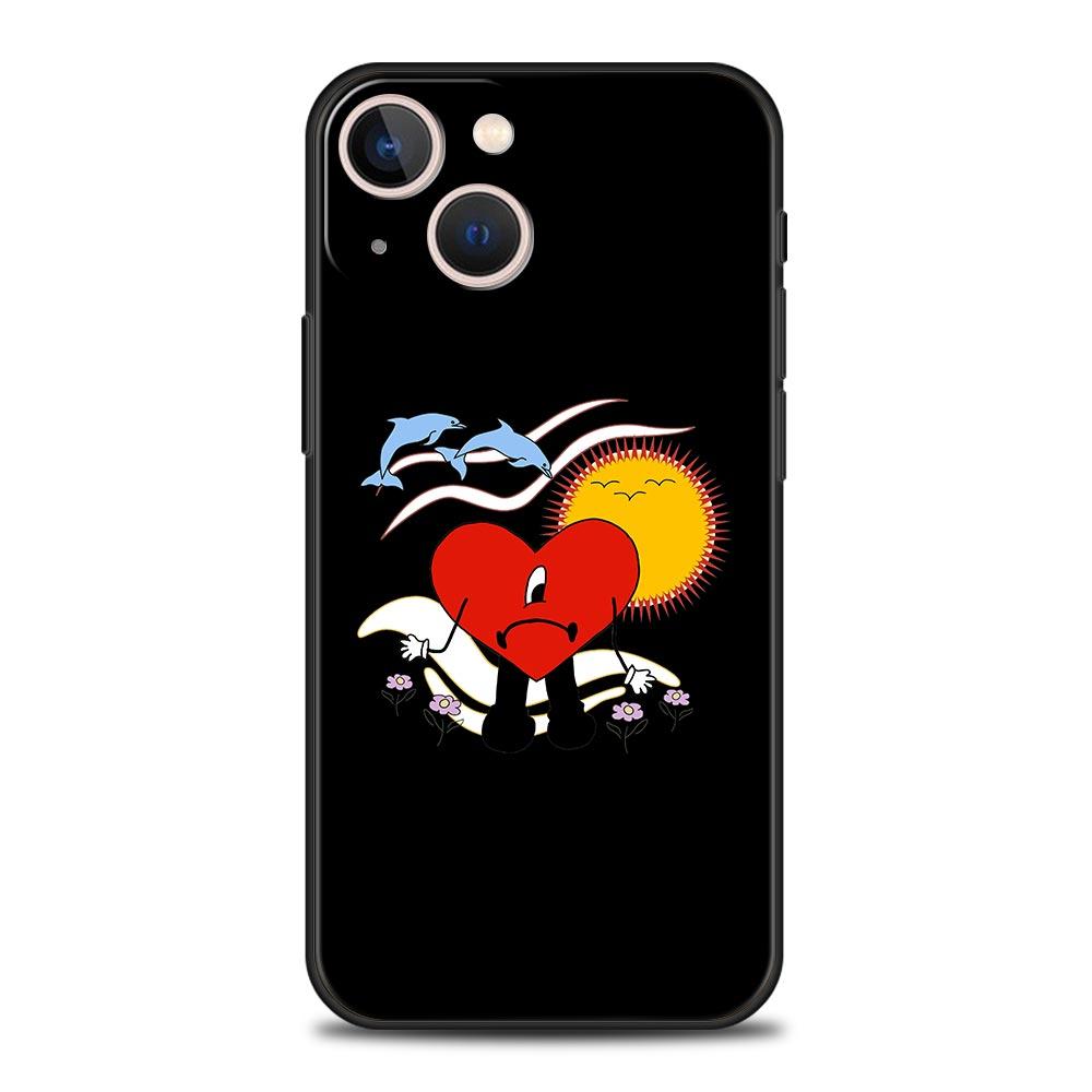 Роскошный мягкий чехол Bad Bunny UN VERANO SIN TI для iPhone 13 15 14 12 11 Pro MAX XR X SE XS 7 8 Plus, черный защитный чехол