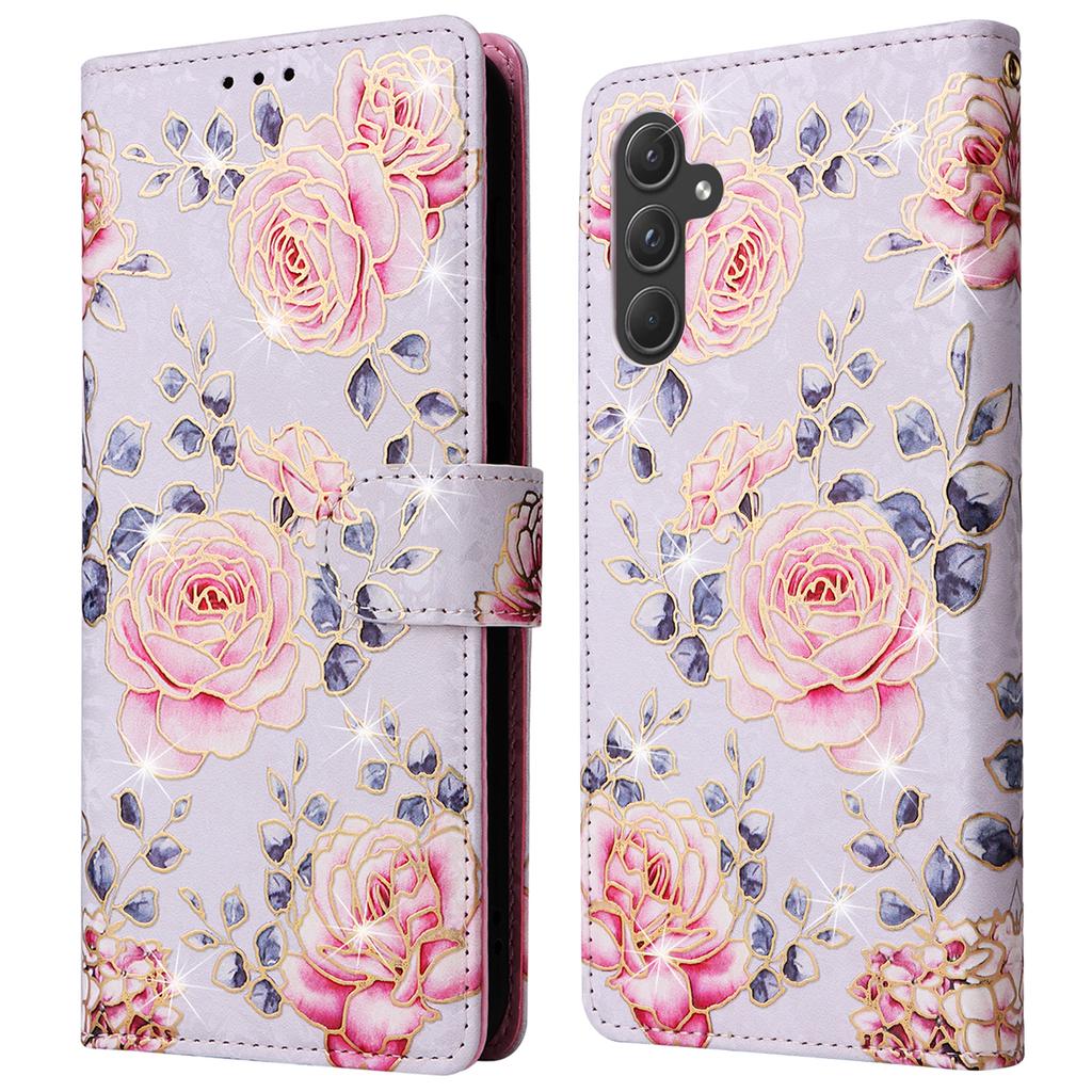 Для Samsung Galaxy A55 5G Кожаный чехол Лакированная накладка на телефон с RFID-блокирующими слотами для карт