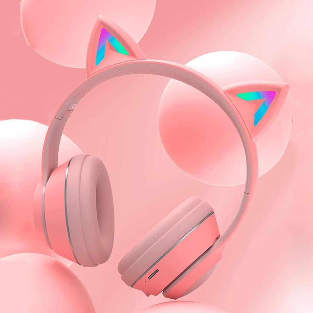 Bluetooth-наушники с кошачьими ушками, оснащенные светодиодной подсветкой, интеллектуальным шумоподавлением и регулируемым... Эти наушники идеально подходят как для детей, так и для... Идеально подходят для...