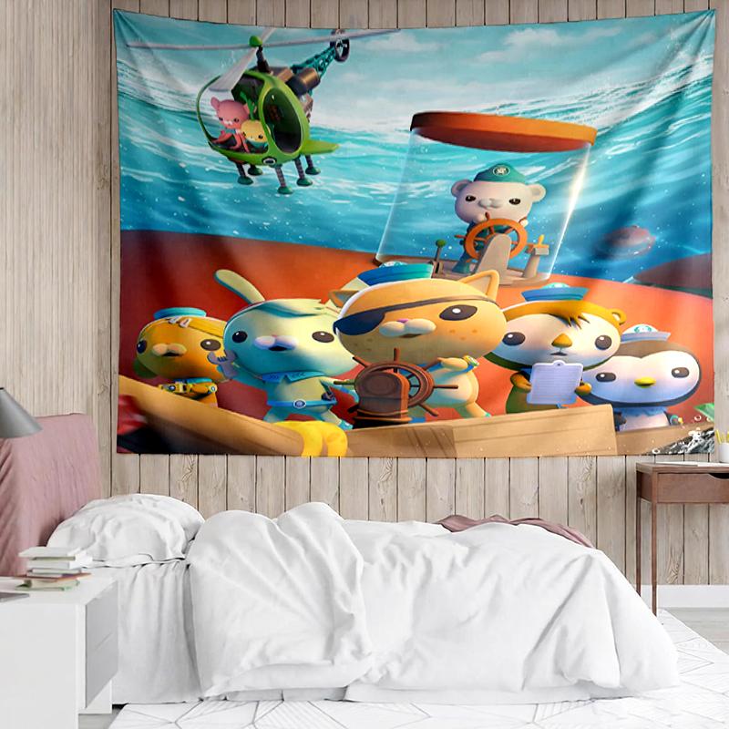 Octonauts Print Tapestry, Backdrop, Easy Setup, Ideal for Bedroom, Office & Living Room, with Aesthetic Wall Hanging Decor.