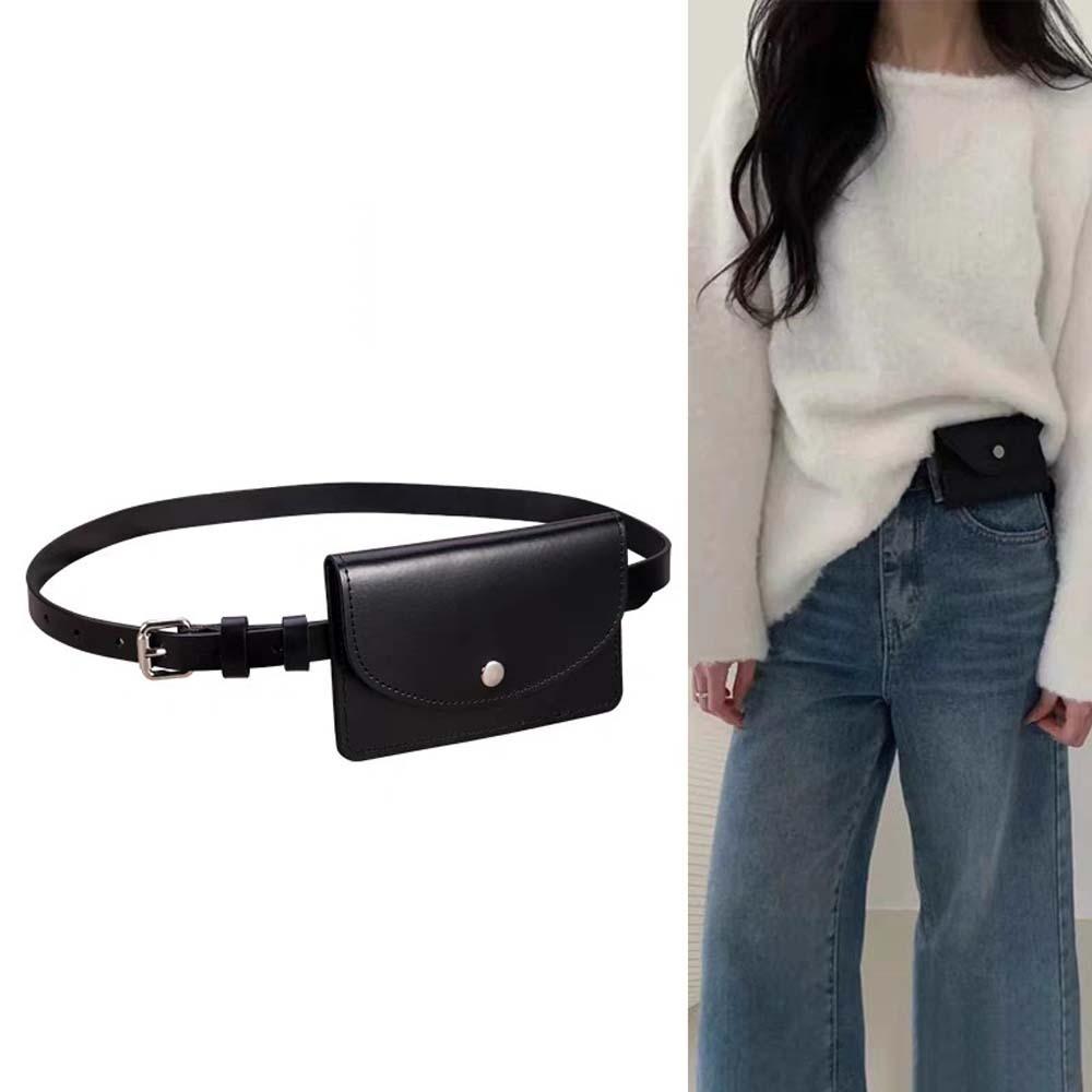 Detachable Waist Belt With Bag 2 in 1 PU Leather Coin Purse Simple Waistband Waist Bag  Work