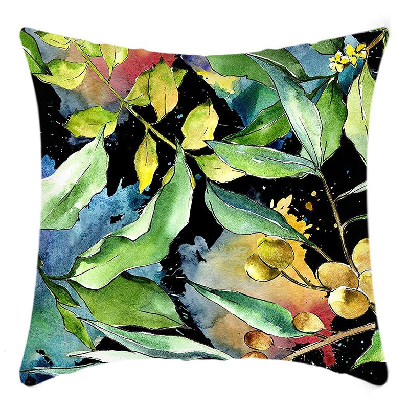 New Pillowcase Green Plant Leaves Butterfly Printed Pillow Home Sofa Cushion Cover