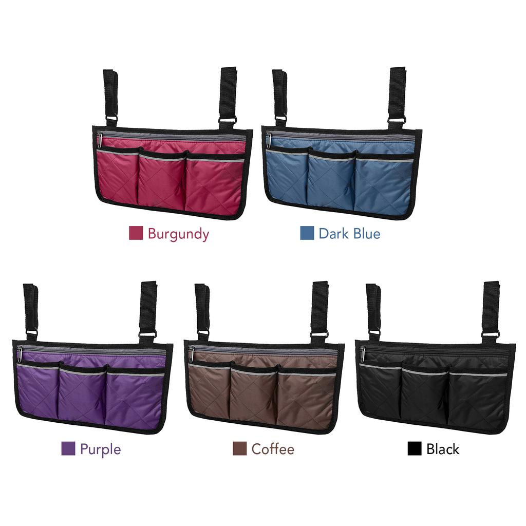 Wheelchair Armrest Side Bags with Reflective Strips Wheelchair Side Hanging Storage Bag Pouch for