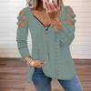 Весенний женский свободный однотонный топ с V-образным вырезом и застежкой-молнией с длинными рукавами