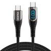 Ocetea USB Type C Cable 100W/5A 3M PD Compatible Fast Charging USB C To USB C Disconnection Prevention Type C Cable LED Output Screen Display Compatib
