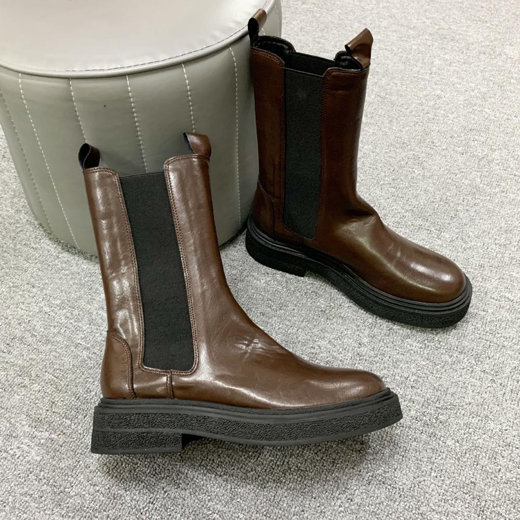 Найди второй волосок! Виноградная мать та же обувь Мисс София усадка узор вымытые ретро челси женские короткие ботинки осень