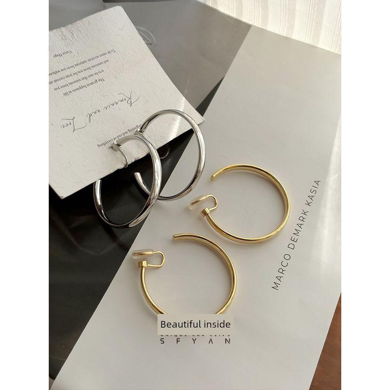 Fashion Exaggerated Big Circle Ear Clip without Piercing Female Niche Design Fancy Temperament Wild Mosquito Coil Earrings