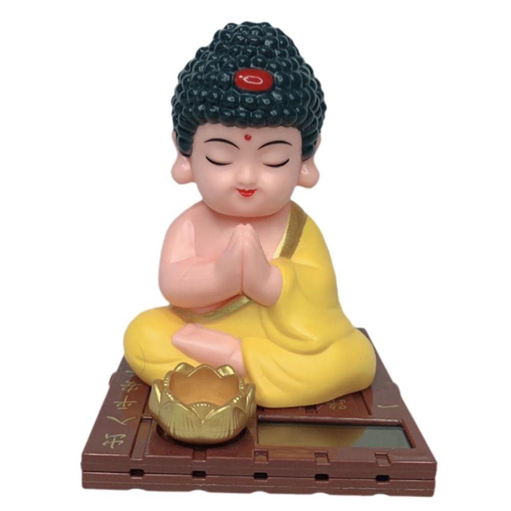 Creative Solar Nodding Buddha Decor Figure Mascot Ornaments Car Accessories Solar Dancing Luck and Fortune Decoration Dashboard