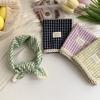 Silk Scarf Neck Small Square Scarf Plaid Lace Edge Versatile Fashion Scarf Headscarf Summer Women Pastoral Silk Scarf Headband