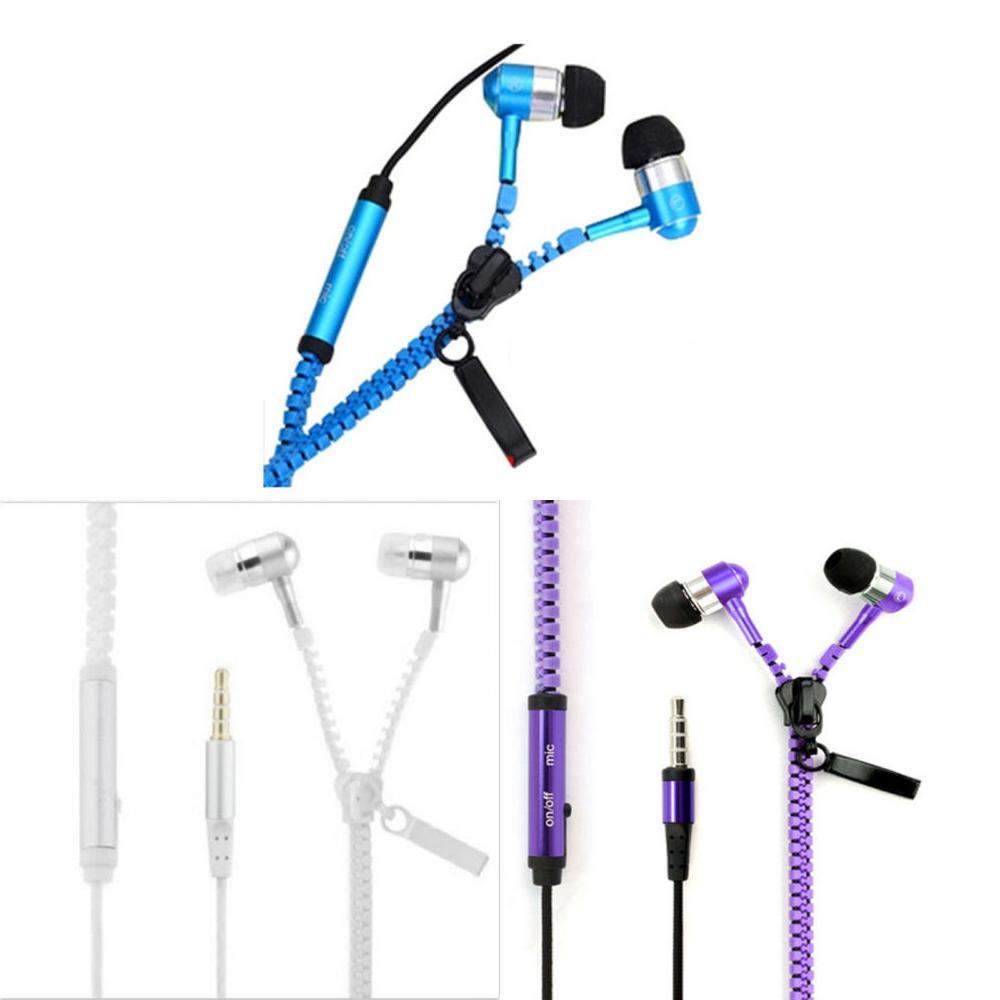 Металлические наушники-вкладыши на молнии с микрофоном для прослушивания и управления вызовами на мобильном телефоне