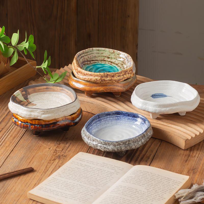 European Ceramic Salad Dessert Bowl Kitchen Shaped Cold Dish Snack Plate Dipping Saucer Candy Nuts Storage Tray Vintage Cutlery