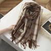 Korean Style Plaid Double-Sided Warm Thick Scarf for Couples and Students, Versatile Autumn/Winter Neck Warmer Shawl