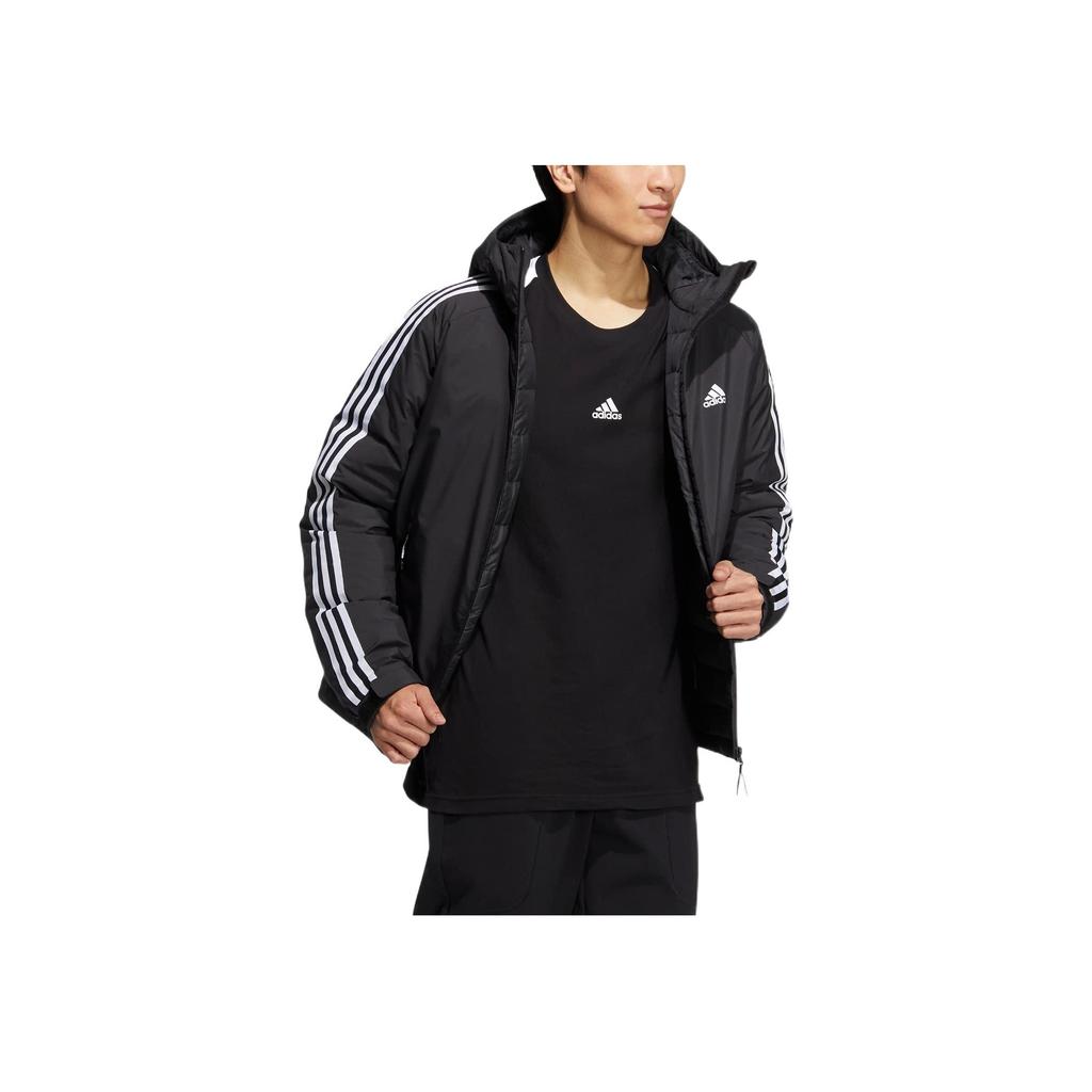 adidas Однотонная полосатая куртка с логотипом и капюшоном на молнии, мужская верхняя одежда, черный HN2123