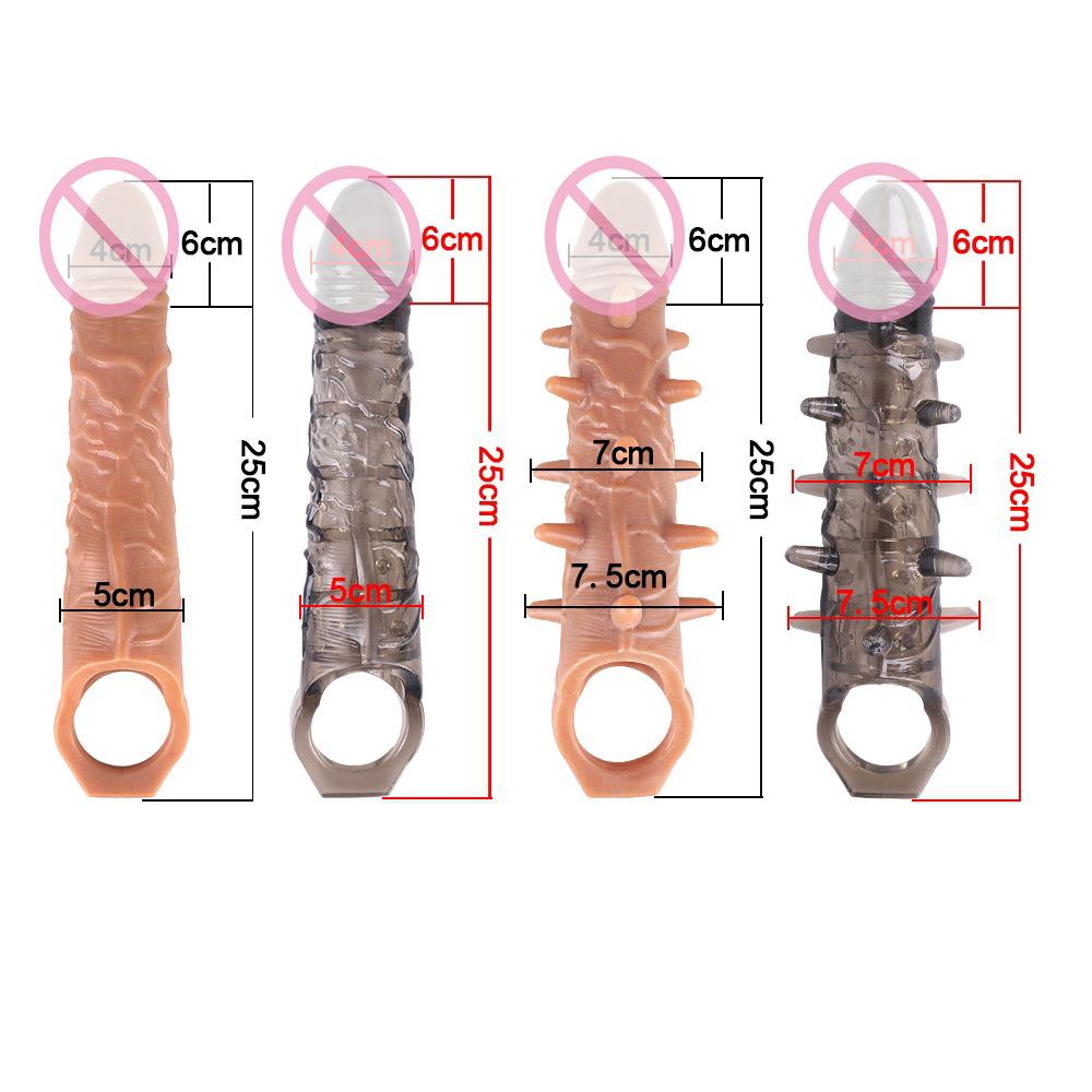 10Inch Large Penis Thickened Enlargers Barbed Sleeve Men's Thick Condom Lengthen Delay Ejaculation Lock Sperm for Male Sex Toys