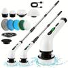 Electric Cleaning Brush,Electric Wireless Rotary Floor Scrubber, Replaceable 8 Brush Heads And Adjustable Extension Handle