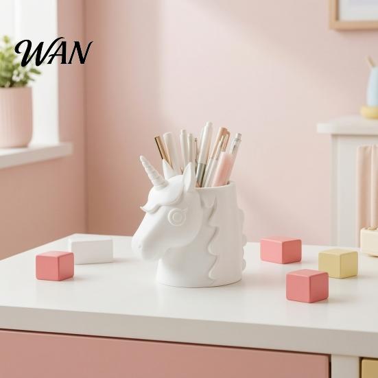 Girly Desktop Accessories 3D Printed Horse Makeup Brush Holder for Desk, Cute Vanity Organizer Pen Pens And Stationery, Kawaii Storage Container Home