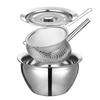 304 Stainless Steel Oil Skimmer Pot & Fine Mesh Strainer Set