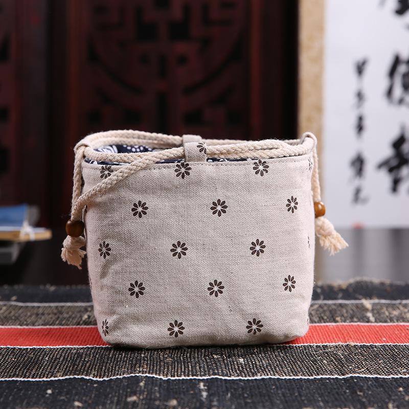 Китайские утолщенные хлопковые мешочки для чайных чашек, дорожные портативные мешочки на шнурке, многофункциональная сумка для хранения, тканевый мешочек для чайника, новый