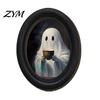 Unique Housewarming Gifts Halloween Wooden Door Hanging Sign, Oval Gothic Black Cat Ghost Wall Plaque, Retro Spooky Aesthetic Room Decor Waterproof