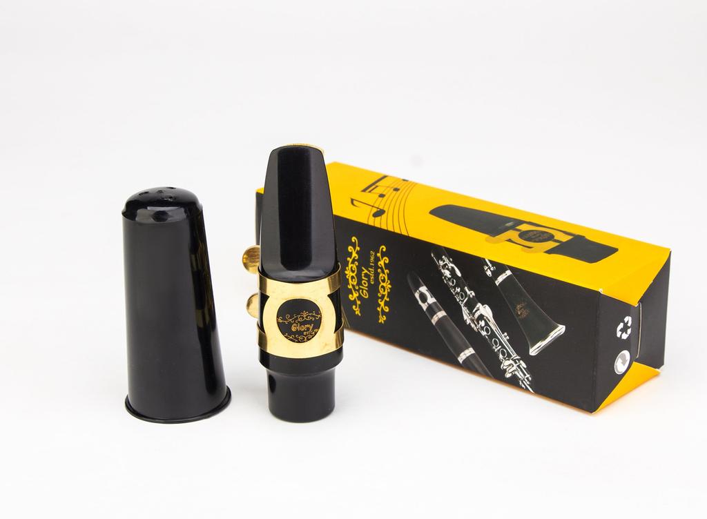 GLORY Ligature and Glory Mouthpiece Kit for Alto 1 Reed and Plastic Gold Saxophone, Cap,