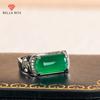 Циркон Зеленый Квадратной Формы Полый Зеленый Халцедон Изменяемого Размера Великолепное Мужское Кольцо Тонкий Темперамент Ювелирных Изделий Размер Юбилейная Вечеринка