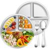 Reusable Portion Control Plate Unbreakable 3 Compartment Food Tray Divided Dinner Plates  Kids