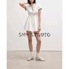 Women's Spring Clothing French Style Preppy Style Lapel Short Sleeve Wavy Style Wide Hem Rib Short Dress 4661306