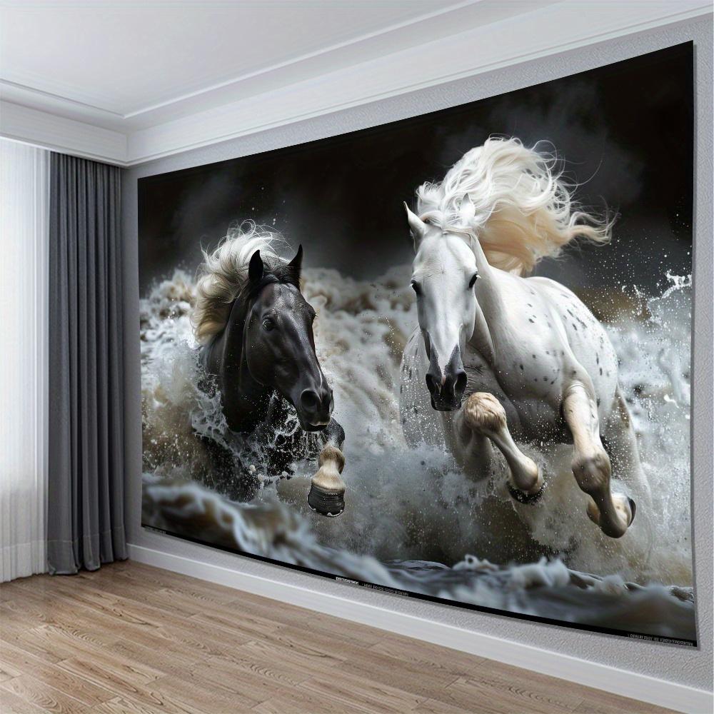 Majestic black and white horse tapestry-perfect living room bedroom office decoration tapestry 150x230cm