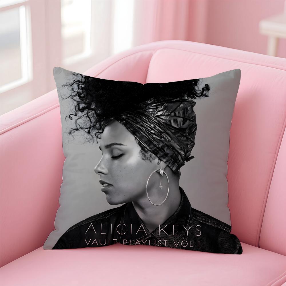 Alicia K-Keys Чехол на подушку для певицы Удобный двусторонний чехол для подушки Идеально подходит для автомобиля, дивана, спальни и многого другого